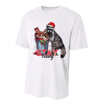 Christmas Snack Stay Funny Trashy Raccoon Opossums Santa Hat Performance Sprint T-Shirt