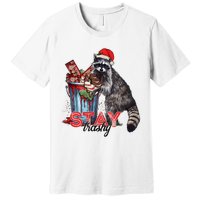 Christmas Snack Stay Funny Trashy Raccoon Opossums Santa Hat Premium T-Shirt