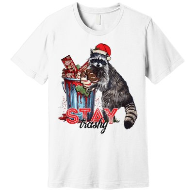 Christmas Snack Stay Funny Trashy Raccoon Opossums Santa Hat Premium T-Shirt