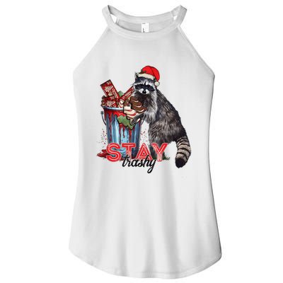 Christmas Snack Stay Funny Trashy Raccoon Opossums Santa Hat Women’s Perfect Tri Rocker Tank