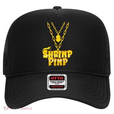 Cherry Shrimp Shrimp Pimp Necklace Funny Aquarium Jewelry High Crown Mesh Back Trucker Hat