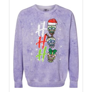 Christmas Sugar Skull Ho Ho Ho Xmas Mexican Colorblast Crewneck Sweatshirt