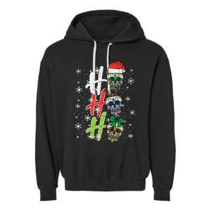 Christmas Sugar Skull Ho Ho Ho Xmas Mexican Garment-Dyed Fleece Hoodie