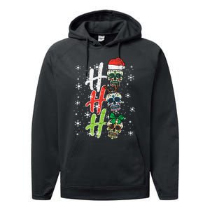 Christmas Sugar Skull Ho Ho Ho Xmas Mexican Performance Fleece Hoodie