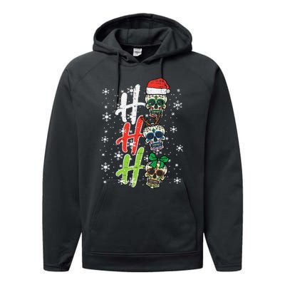 Christmas Sugar Skull Ho Ho Ho Xmas Mexican Performance Fleece Hoodie