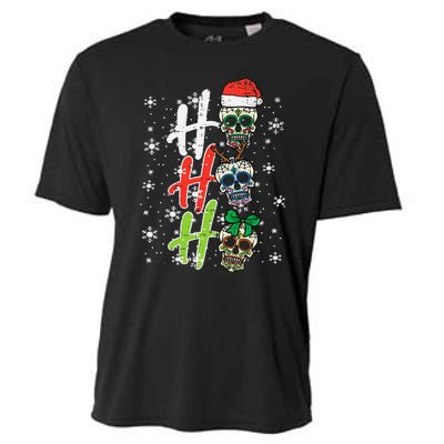 Christmas Sugar Skull Ho Ho Ho Xmas Mexican Cooling Performance Crew T-Shirt