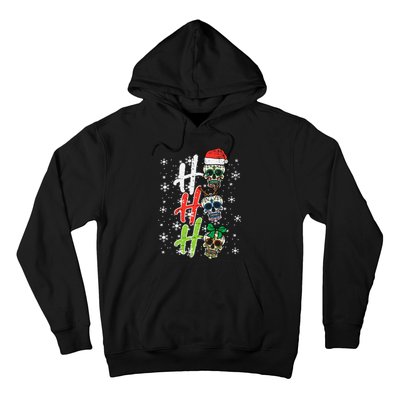 Christmas Sugar Skull Ho Ho Ho Xmas Mexican Hoodie