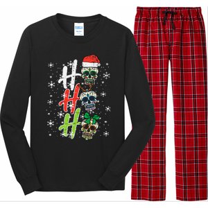 Christmas Sugar Skull Ho Ho Ho Xmas Mexican Long Sleeve Pajama Set