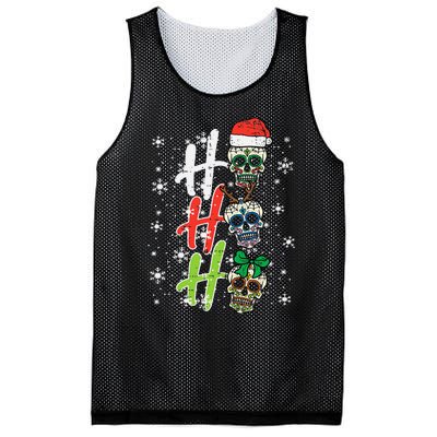 Christmas Sugar Skull Ho Ho Ho Xmas Mexican Mesh Reversible Basketball Jersey Tank