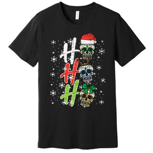 Christmas Sugar Skull Ho Ho Ho Xmas Mexican Premium T-Shirt