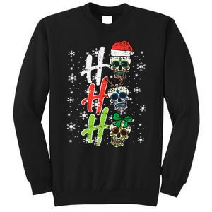 Christmas Sugar Skull Ho Ho Ho Xmas Mexican Tall Sweatshirt