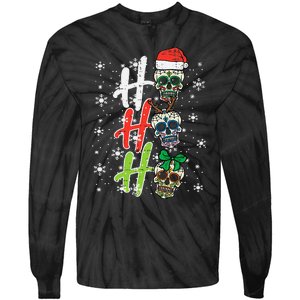 Christmas Sugar Skull Ho Ho Ho Xmas Mexican Tie-Dye Long Sleeve Shirt