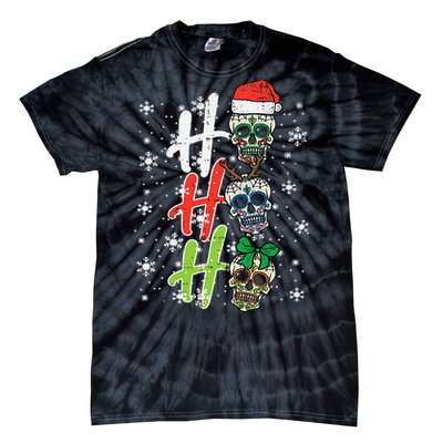 Christmas Sugar Skull Ho Ho Ho Xmas Mexican Tie-Dye T-Shirt