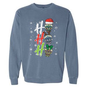 Christmas Sugar Skull Ho Ho Ho Xmas Mexican Garment-Dyed Sweatshirt