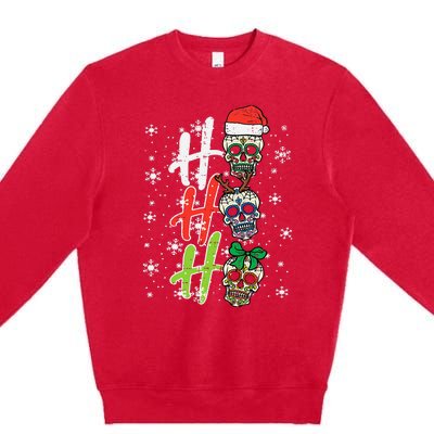 Christmas Sugar Skull Ho Ho Ho Xmas Mexican Premium Crewneck Sweatshirt