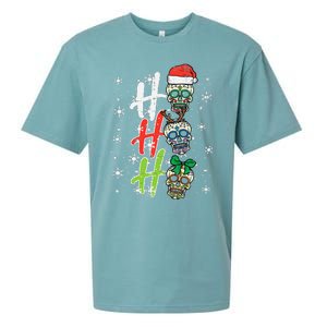 Christmas Sugar Skull Ho Ho Ho Xmas Mexican Sueded Cloud Jersey T-Shirt