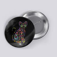 Cat Sugar Skull Dia De Los Muertos Cute Mexican Day Of Dead Button