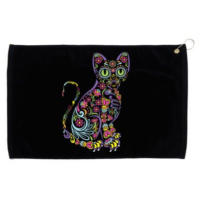 Cat Sugar Skull Dia De Los Muertos Cute Mexican Day Of Dead Grommeted Golf Towel