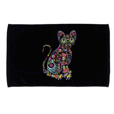 Cat Sugar Skull Dia De Los Muertos Cute Mexican Day Of Dead Microfiber Hand Towel