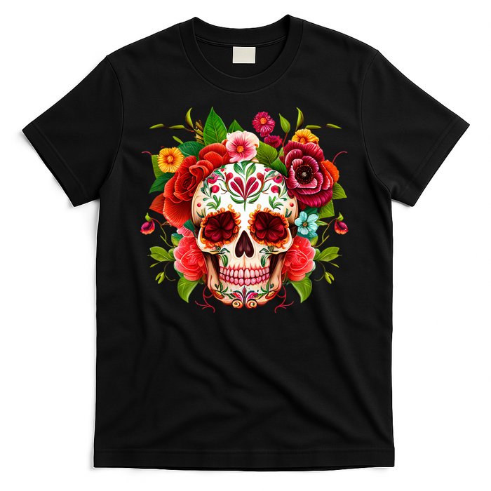 Colorful Sugar Skull Watercolor Clipart T-Shirt