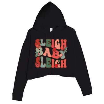 Christmas Sleigh Sleigh Groovy Xmas Cute Gift Crop Fleece Hoodie