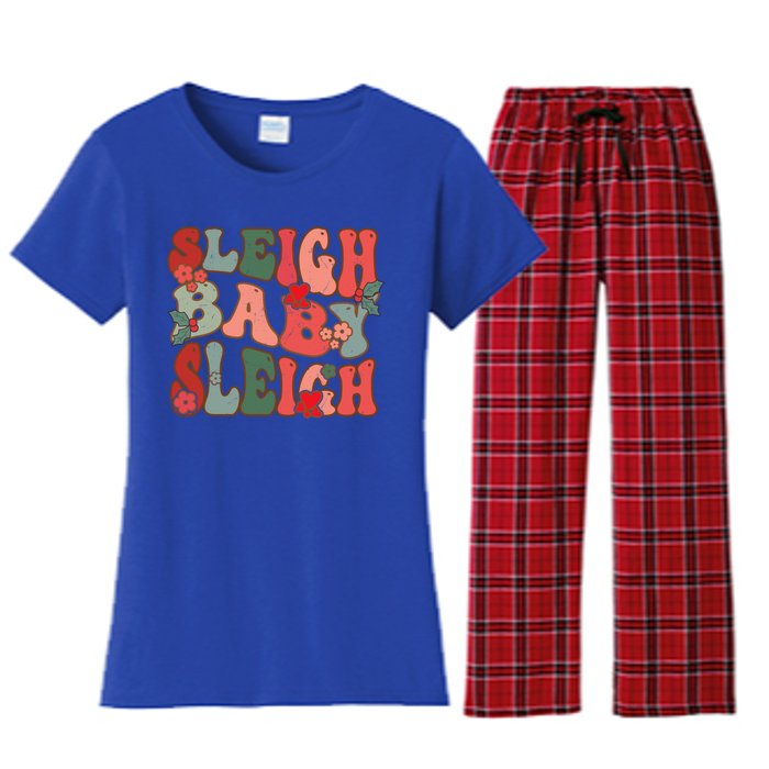 Christmas Sleigh Sleigh Groovy Xmas Cute Gift Women's Flannel Pajama Set