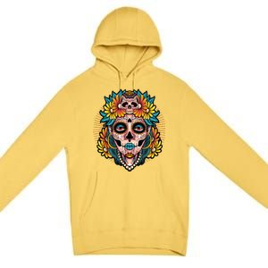 Catrina Sugar Skull Dia De Los Muertos Premium Pullover Hoodie