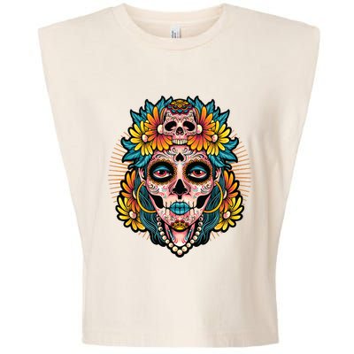 Catrina Sugar Skull Dia De Los Muertos Garment-Dyed Women's Muscle Tee