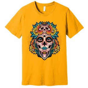 Catrina Sugar Skull Dia De Los Muertos Premium T-Shirt