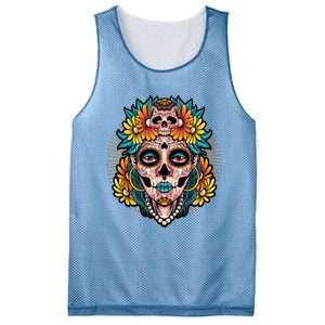 Catrina Sugar Skull Dia De Los Muertos Mesh Reversible Basketball Jersey Tank