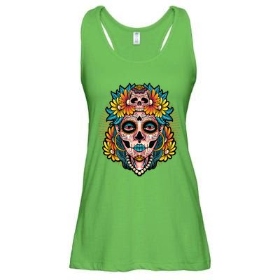 Catrina Sugar Skull Dia De Los Muertos Ladies Essential Flowy Tank