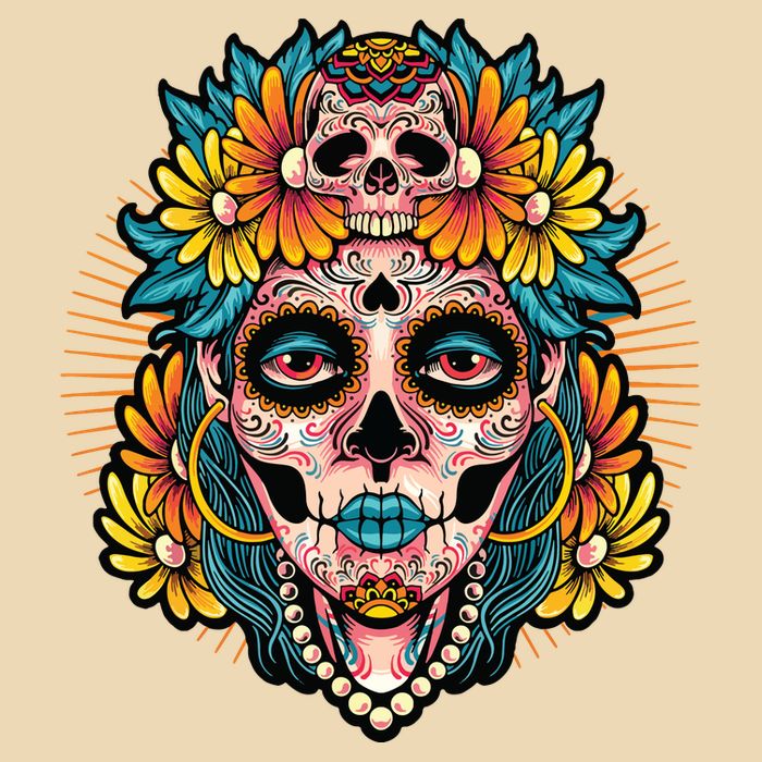 Catrina Sugar Skull Dia De Los Muertos Bag