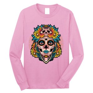 Catrina Sugar Skull Dia De Los Muertos Long Sleeve Shirt