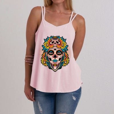 Catrina Sugar Skull Dia De Los Muertos Women's Strappy Tank