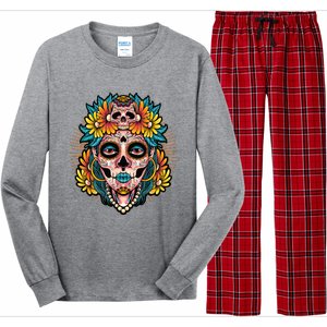 Catrina Sugar Skull Dia De Los Muertos Long Sleeve Pajama Set