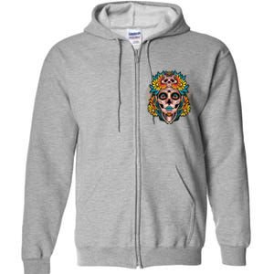 Catrina Sugar Skull Dia De Los Muertos Full Zip Hoodie