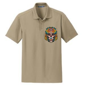 Catrina Sugar Skull Dia De Los Muertos Dry Zone Grid Polo