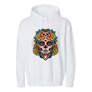 Catrina Sugar Skull Dia De Los Muertos Garment-Dyed Fleece Hoodie