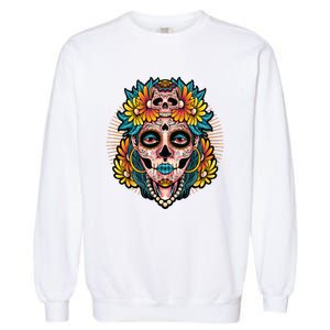 Catrina Sugar Skull Dia De Los Muertos Garment-Dyed Sweatshirt