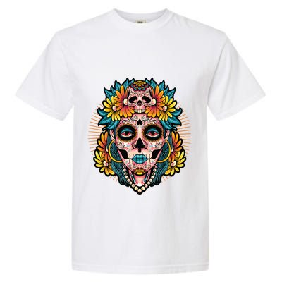 Catrina Sugar Skull Dia De Los Muertos Garment-Dyed Heavyweight T-Shirt