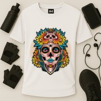 Catrina Sugar Skull Dia De Los Muertos Cooling Performance Crew T-Shirt