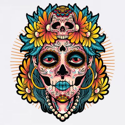 Catrina Sugar Skull Dia De Los Muertos T-Shirt