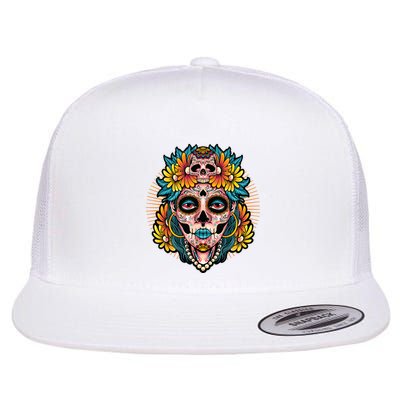 Catrina Sugar Skull Dia De Los Muertos Flatbill Hat