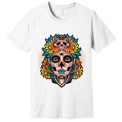 Catrina Sugar Skull Dia De Los Muertos Premium T-Shirt