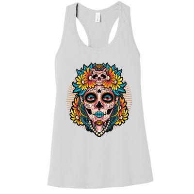 Catrina Sugar Skull Dia De Los Muertos Women's Racerback Tank