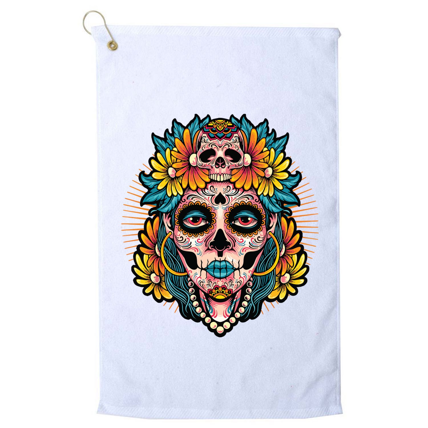Catrina Sugar Skull Dia De Los Muertos Golf Towel