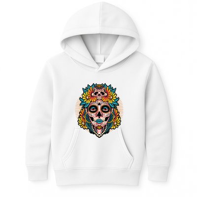 Catrina Sugar Skull Dia De Los Muertos Kids Hoodie