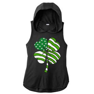 Clover Star St Patrick's Day Festive Holiday Ladies PosiCharge Tri-Blend Wicking Draft Hoodie Tank