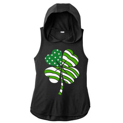 Clover Star St Patrick's Day Festive Holiday Ladies PosiCharge Tri-Blend Wicking Draft Hoodie Tank