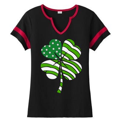 Clover Star St Patrick's Day Festive Holiday Ladies Halftime Notch Neck Tee